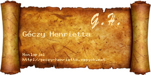 Géczy Henrietta névjegykártya